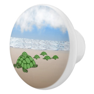 Pomo De Cerámica Familia de tortugas viajeras