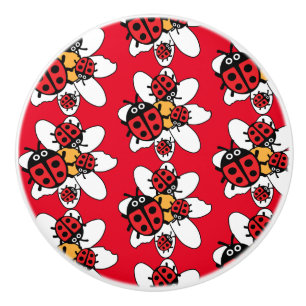 Pomo De Cerámica familia ladybird y Ladybug