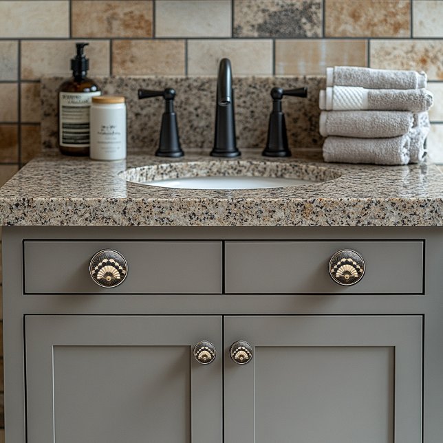 Pomo De Cerámica Fans egipcios de oro de Art Deco brillan negro (Subido por el creador)