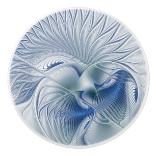 Pomo De Cerámica Fantasía dinámica abstracta tonos azules arte frac