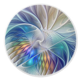 Pomo De Cerámica Fantasía floral, colorido abstracto flor fractal