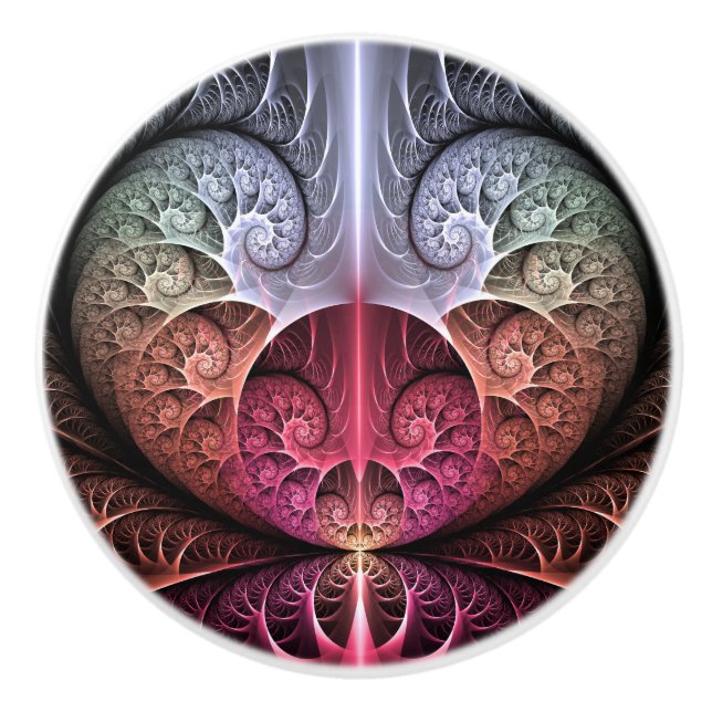 Pomo De Cerámica Fantasía irreal abstracta arte fractal (Anverso)