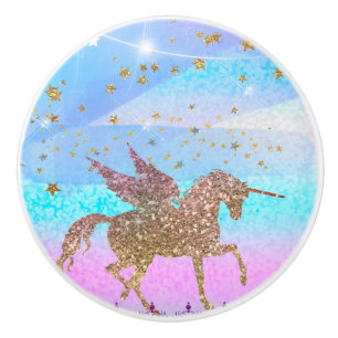 Pomo De Cerámica Fantasía mágica de la chispa del unicornio del