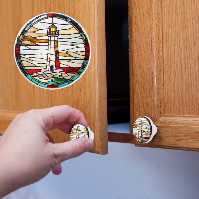Pomo De Cerámica Faro de Vidrio Falso Teñido (Subido por el creador)