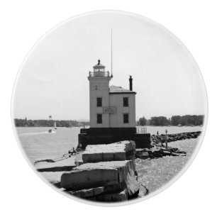 Pomo De Cerámica Faro del lago Erie