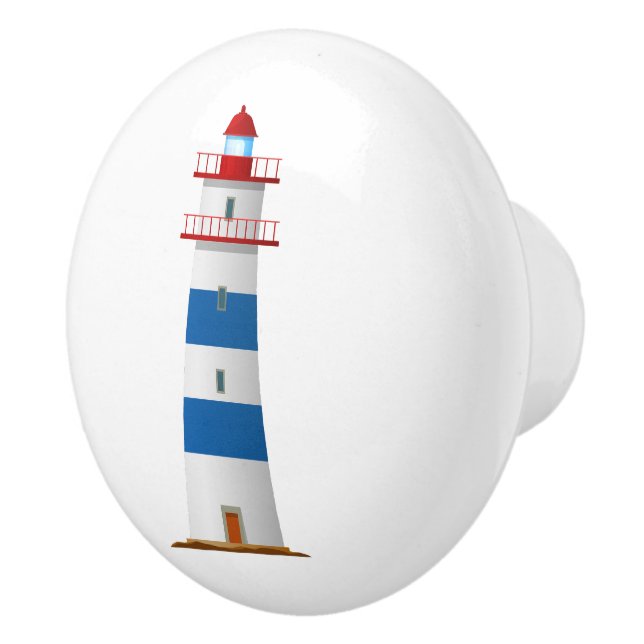 Pomo De Cerámica Faro Naumático Azul Blanco Rojo (Derecha)