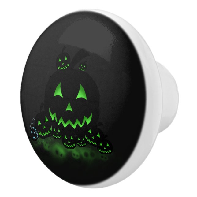 Pomo De Cerámica Farolitos de Jack O Lanterns de Halloween negro br (Derecha)