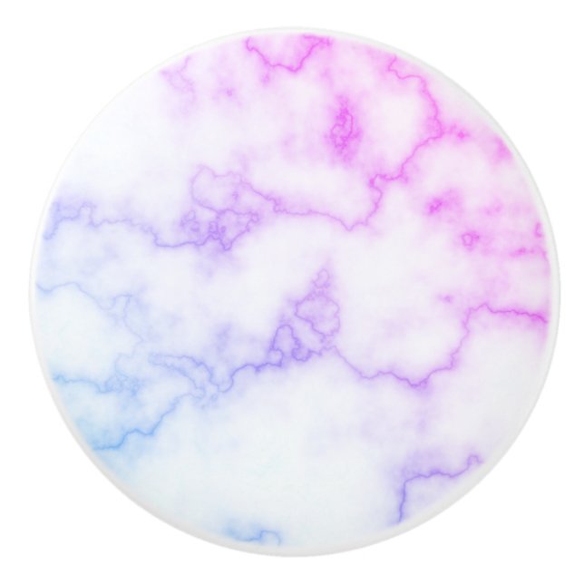 Pomo De Cerámica Faux Blue Pink and Purple Marble (Anverso)