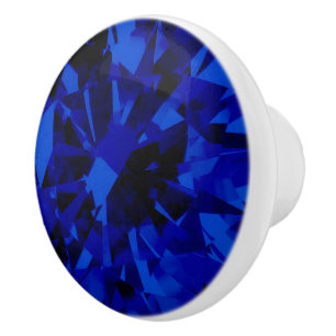 Pomo De Cerámica Faux Blue Sapphire Print Ceramic Round Pull