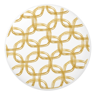 Pomo De Cerámica Faux de oro Relieve metalizado Scribble Circle Art