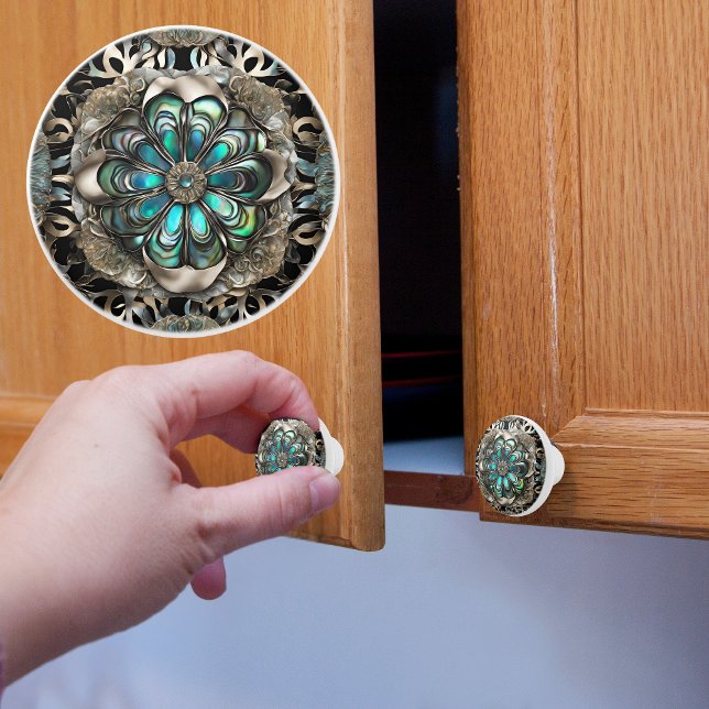 Pomo De Cerámica Faux Silver y Abalone (Subido por el creador)
