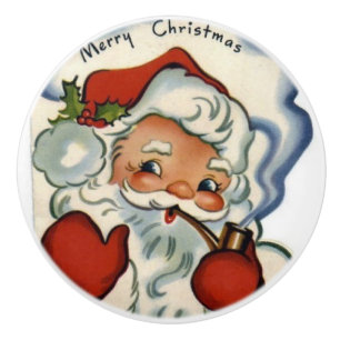 Pomo De Cerámica Felices Navidad del vintage, retro, rústico,