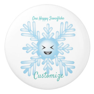 Pomo De Cerámica Feliz Emoticon de Snowflake Thunder_Cove