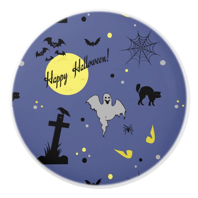 Pomo De Cerámica Feliz Halloween (Anverso)
