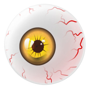 Pomo De Cerámica ¡Feliz Halloween! Globo del ojo amarillo