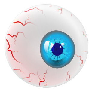 Pomo De Cerámica ¡Feliz Halloween! Globo del ojo azul