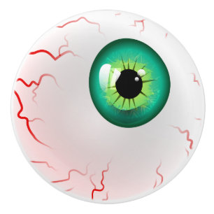 Pomo De Cerámica ¡Feliz Halloween! Globo del ojo verde