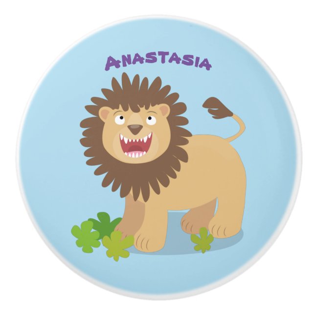 Pomo De Cerámica Feliz ilustracion personalizado ruidoso (Anverso)