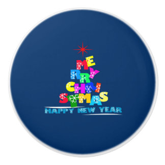 Pomo De Cerámica Feliz Navidad Feliz Año Nuevo