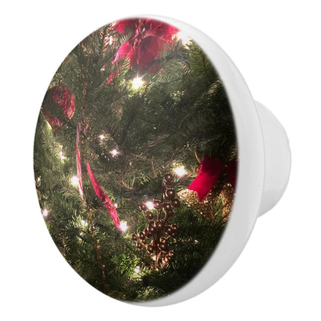 Pomo De Cerámica Festividad tradicional del árbol de Navidad rojo y (Derecha)