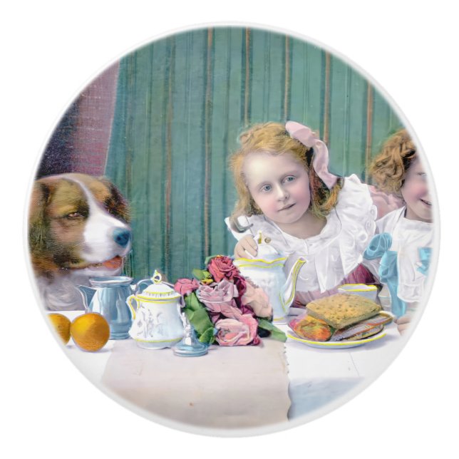 Pomo De Cerámica Fiesta del té de cosecha (Anverso)