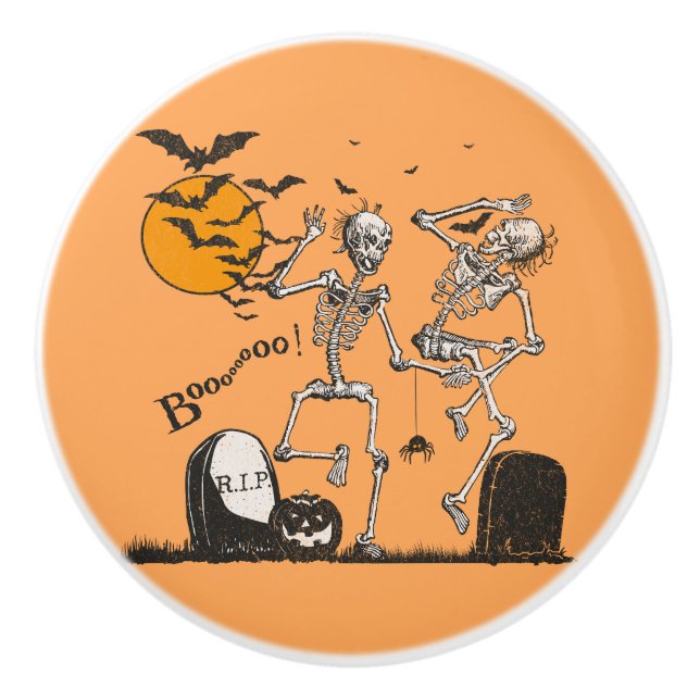 Pomo De Cerámica Fiesta Skeleton Halloween (Anverso)