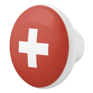 Pomo De Cerámica Flag of Switzerland Svizzera - Suiza Suisse -
