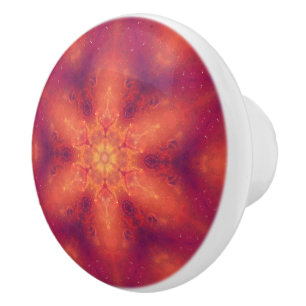 Pomo De Cerámica Flamante Fiery Phoenix Quemando Copo de Nieve
