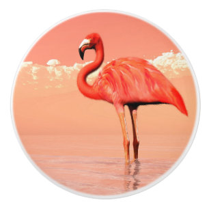 Pomo De Cerámica Flamenco rosado en el agua - 3D rinden