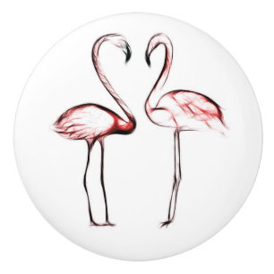 Pomo De Cerámica Flamencos Rosados Melocotón Tropical