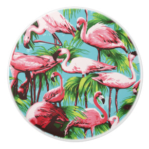 Pomo De Cerámica Flamencos rosados retros frescos