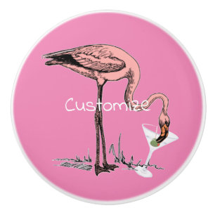 Pomo De Cerámica Flamingo Beber Martini Thunder_Cove