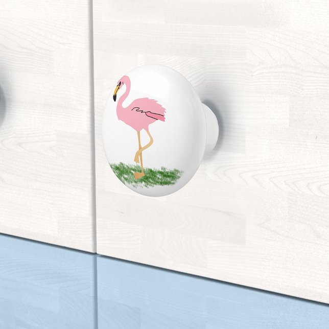 Pomo De Cerámica Flamingo En La Hierba (Subido por el creador)