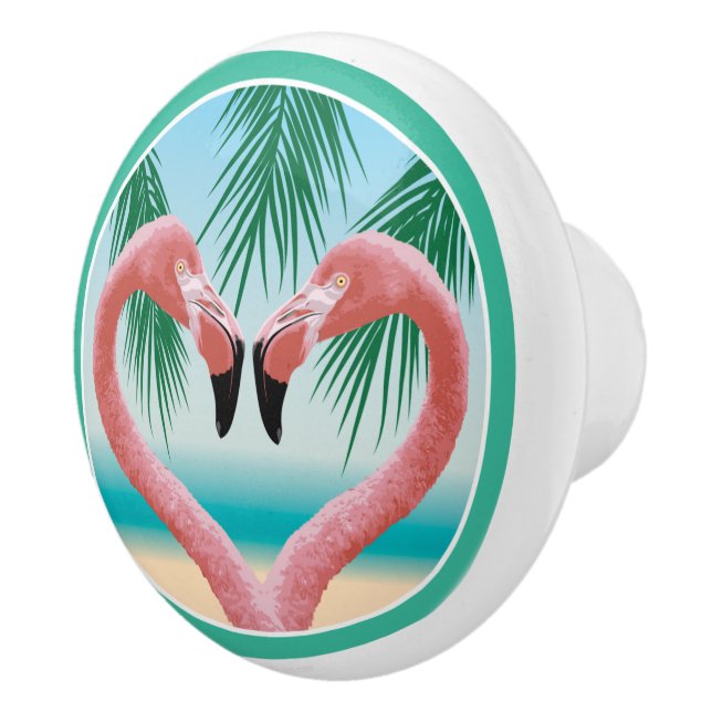 Pomo De Cerámica Flamingo Love (Valentine tropical) (Derecha)