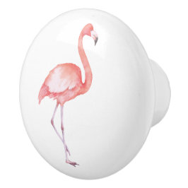 Pomo De Cerámica Flamingo rosa acuarela