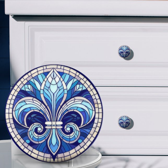 Pomo De Cerámica Fleur-de-lis - Arte de mosaico de vidrio manchado (Subido por el creador)