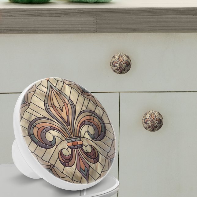 Pomo De Cerámica Fleur-de-lis - Arte de mosaico de vidrio manchado (Subido por el creador)