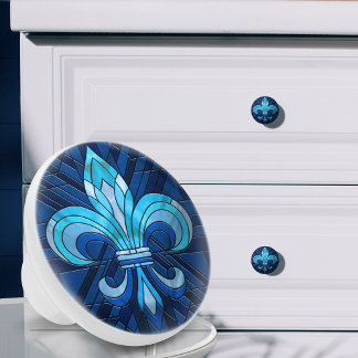 Pomo De Cerámica Fleur-de-lis - Arte de mosaico de vidrio manchado