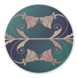 Pomo De Cerámica Flor Art Nouveau fuschia
