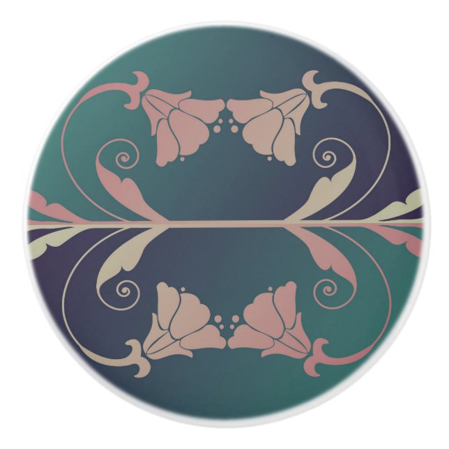 Pomo De Cerámica Flor Art Nouveau fuschia (Anverso)