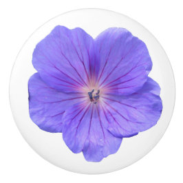 Pomo De Cerámica Flor azul botánica del geranio en cualquier color
