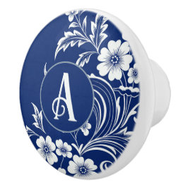 Pomo De Cerámica Flor azul de porcelana