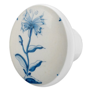 Pomo De Cerámica Flor azul holandesa de la teja