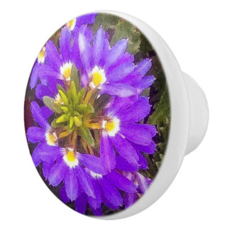 Pomo De Cerámica Flor de abanico púrpura