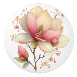 Pomo De Cerámica Flor de árbol amarillo rosa de primavera