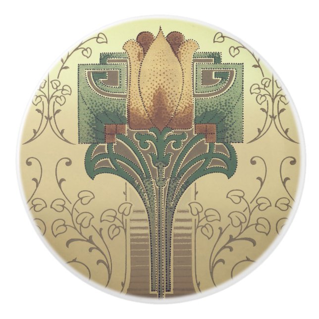 Pomo De Cerámica Flor de artes y artesanías de Victoria (Anverso)