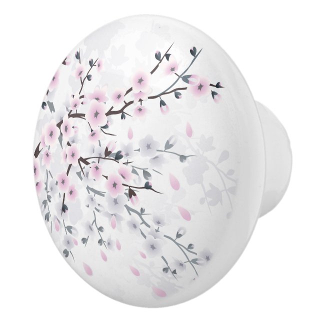 Pomo De Cerámica Flor de Cerezo Polvo Rosa Pastel (Derecha)