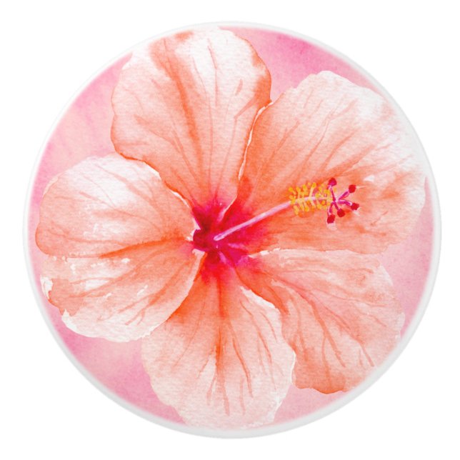 Pomo De Cerámica Flor de Hibiscus rosa (Anverso)
