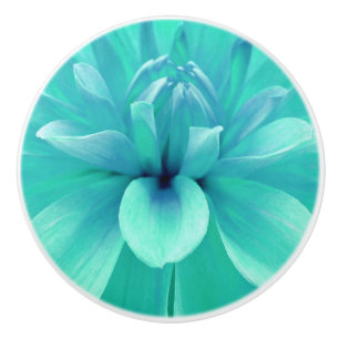 Pomo De Cerámica Flor de la verde menta y del azul