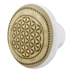 Pomo De Cerámica FLOR DE LA VIDA - Arte Simbólico de Geometría Sagr